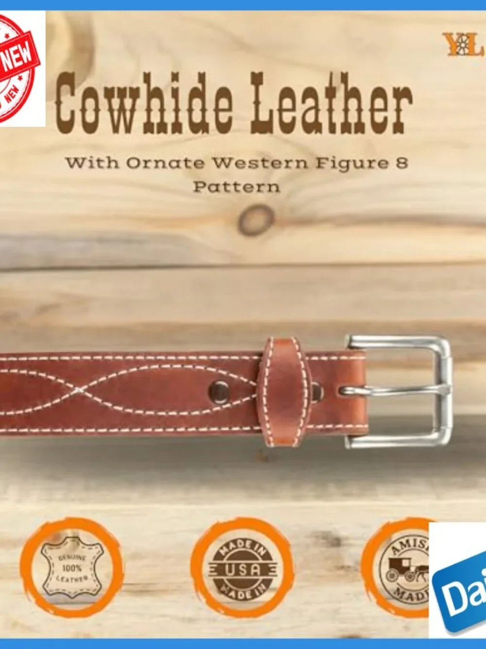 Men's Western Leather Work Belt 40 Size 14oz Harness Roller Buckle